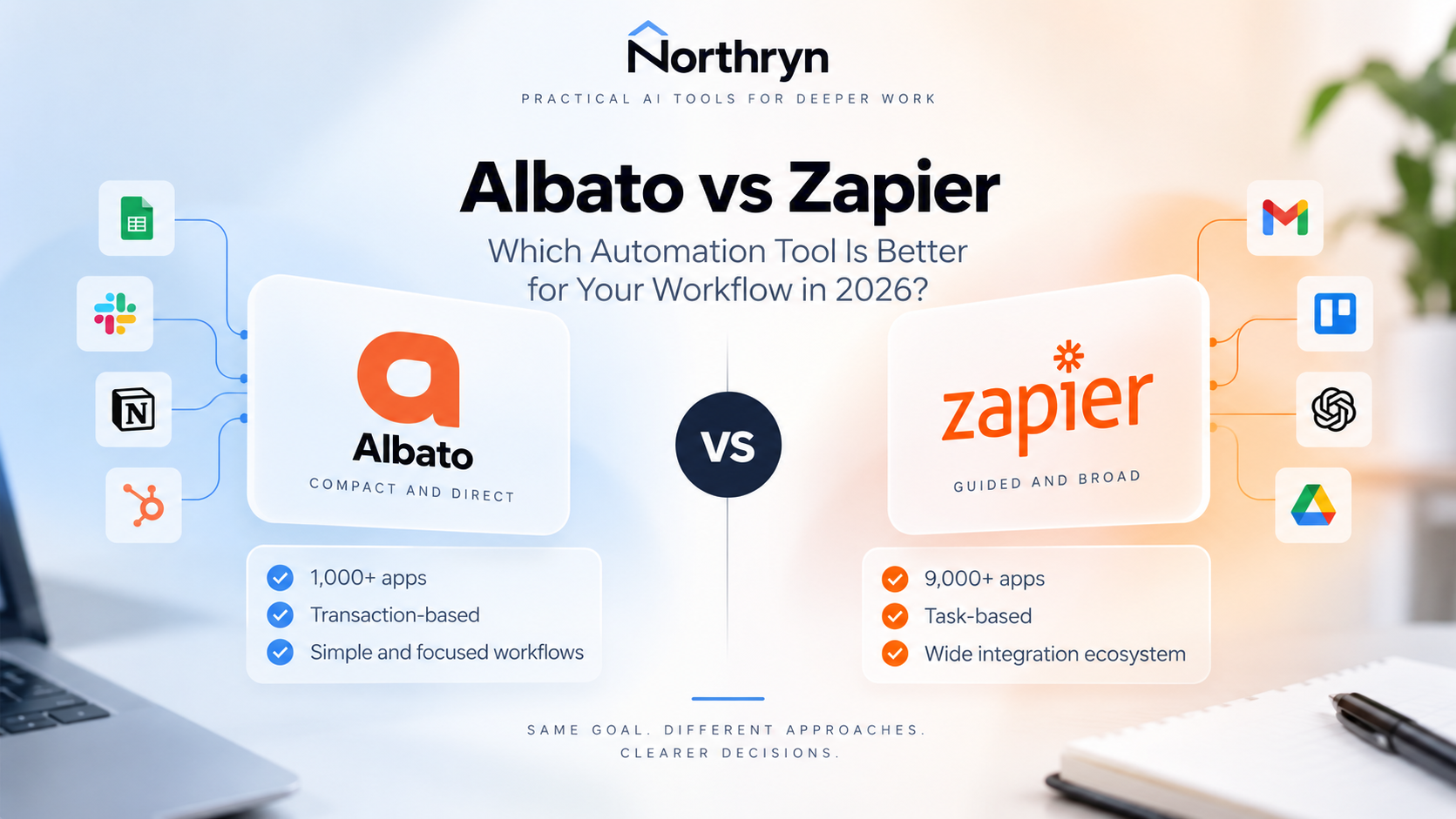 Albato vs Zapier comparison for automation workflows in 2026