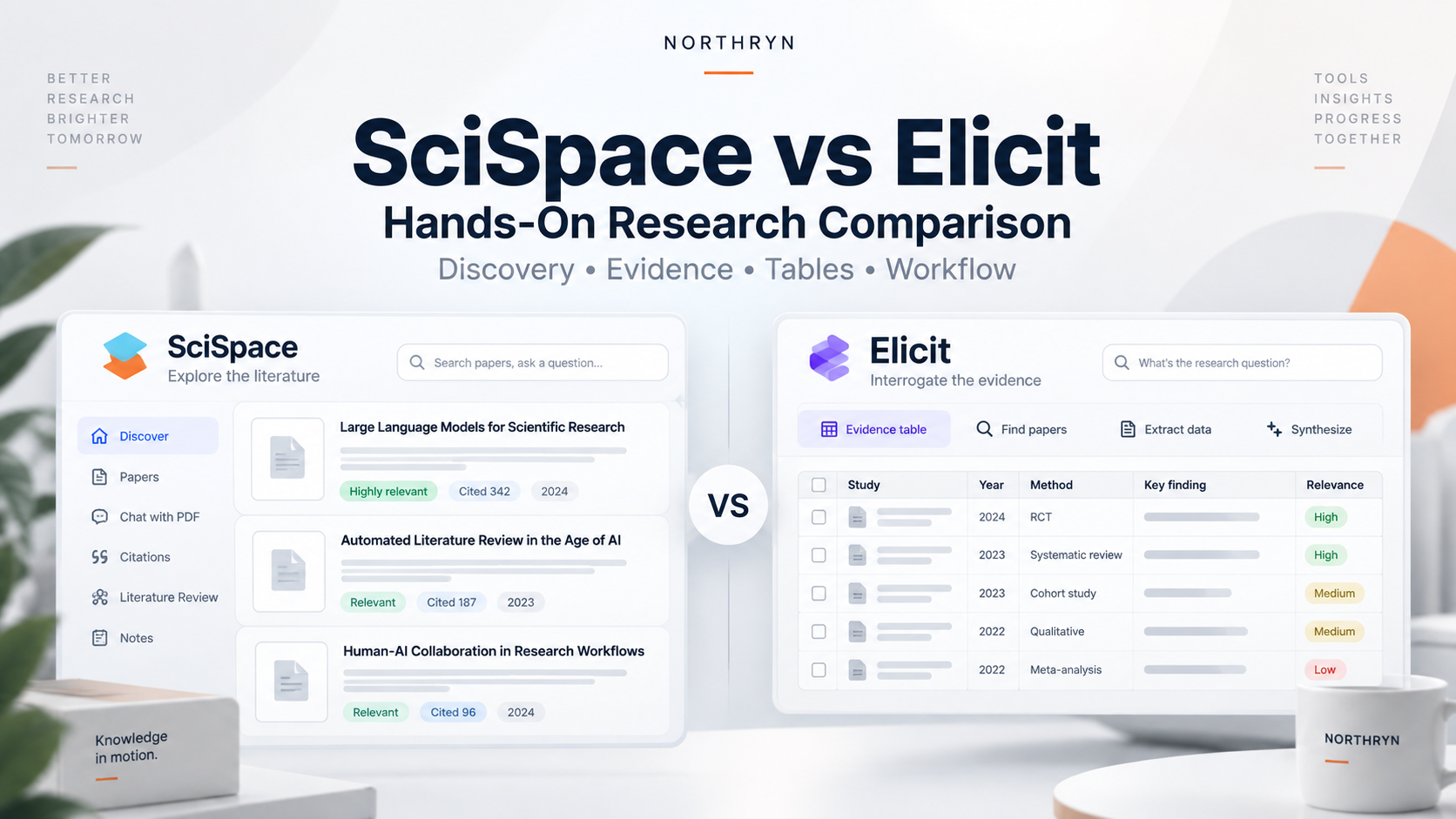 SciSpace vs Elicit hands-on research comparison for literature discovery, evidence synthesis and structured research workflows